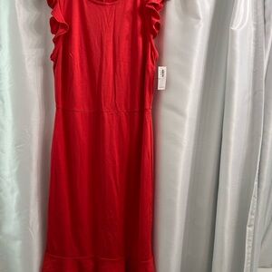 Old Navy Red Ruffle Sleeve Dress